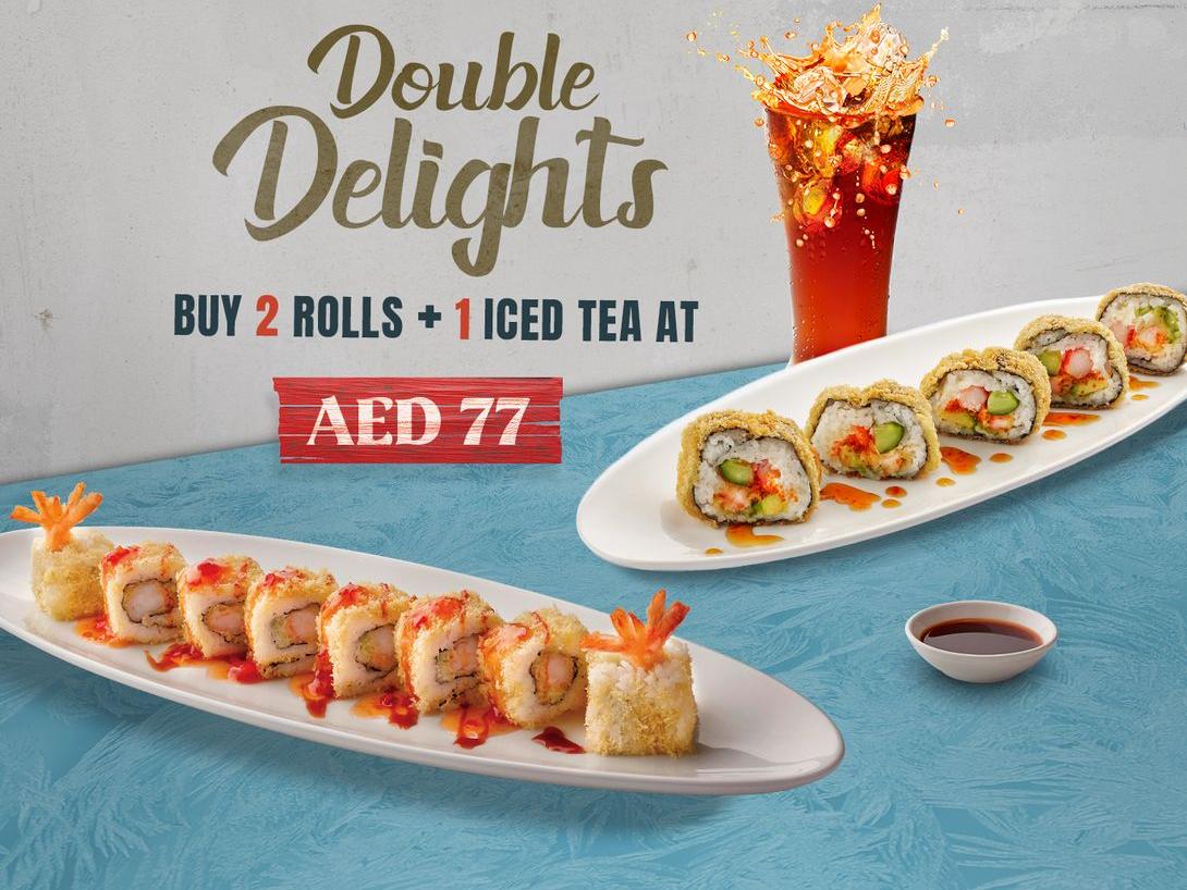 Buy 2 Rolls + 1 Iced Tea for 77 AED