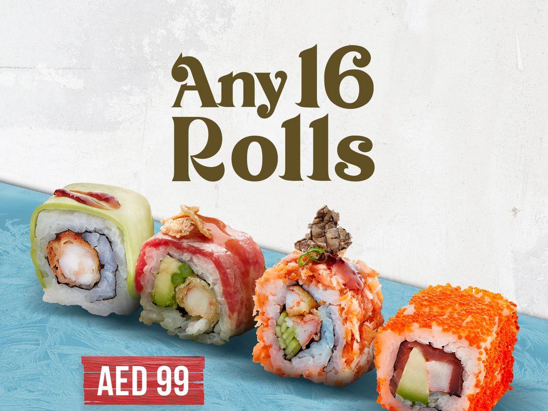 Select ANY sushi rolls from the menu for only AED 99!